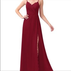 Burgundy Azazie bridesmaid dress